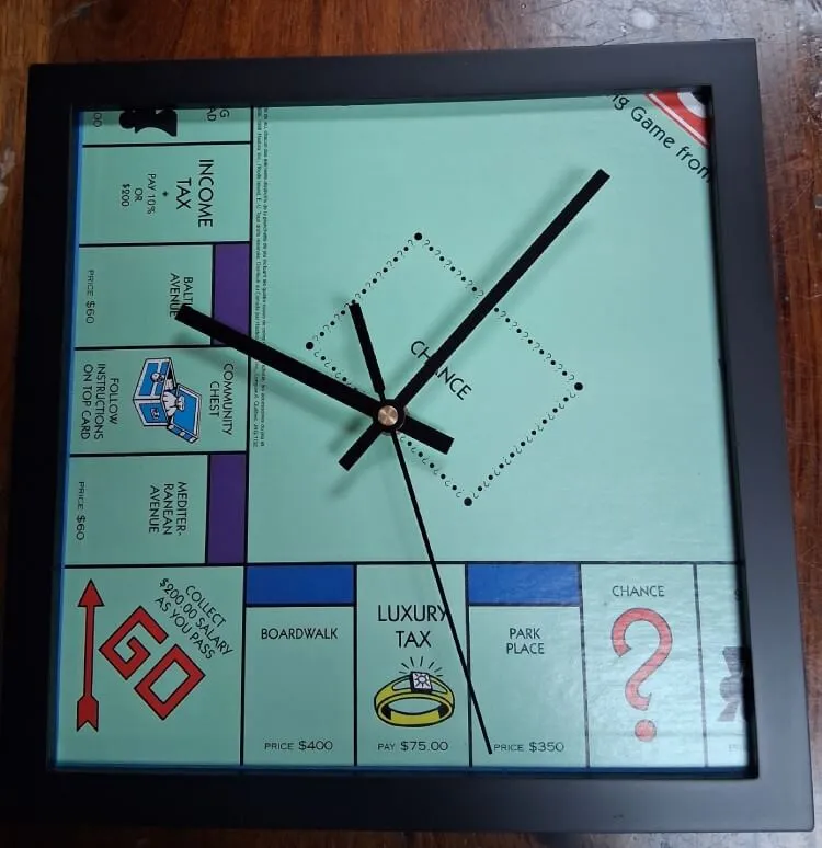 Custom Monopoly board corner wall clock Brookside Farm